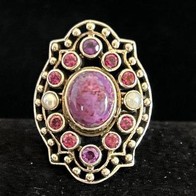 Purple Turquoise Ring With Multi Stone Accents