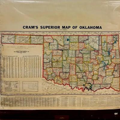 Vintage Cram's Superior Map of Oklahoma