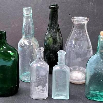 Assortment of Vintage Glass Bottles