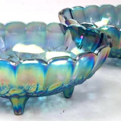"Indiana Glass" Harvest Grape Footed Oval Fruit Bowls