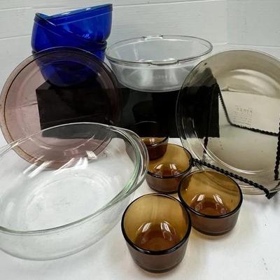 Glass Bakeware Set - Pyrex, Anchor Hocking, Cobalt Blue & Amber Glass