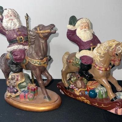 Ceramic Santas on Carousel Horses (2)