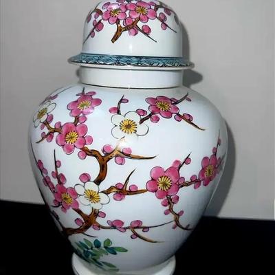 Cherry Blossom Porcelain Ginger Jar