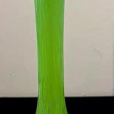 Clear & Green Swirled Glass Bud Vase