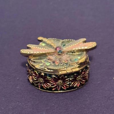 Monet Enameled Bejeweled Dragon Fly Box