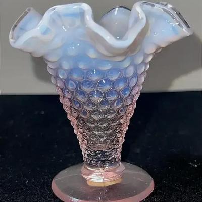 Fenton Pink Hobnail Glass Vase