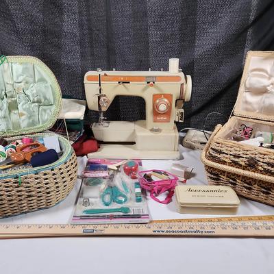 Sewing Mystery Lot With Vintage Brother Sewing Machine 