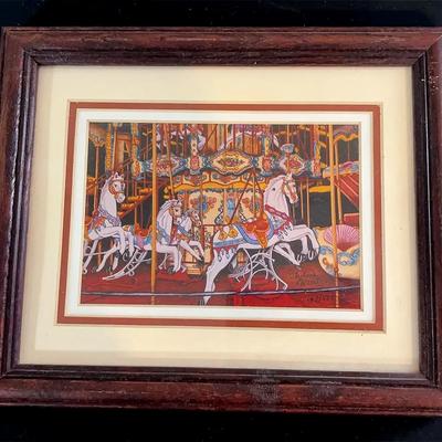 Framed “Carousel At The Fair” Print Signed/Numbered by Thelma Winter