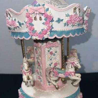 Ornate 4-horse Carousel Music Box