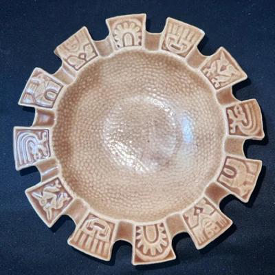Vintage Pottery Tray with Ancient Symbols