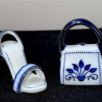 Blue & White High Heel & Purse