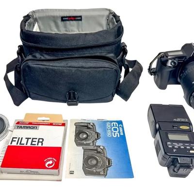Canon EOS 650 Film Camera with Sigma Lens, Speedlite 420EZ Flash, Filters & Bag