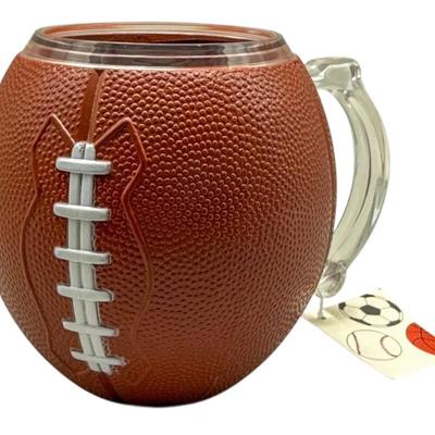 Football Shaped Insulated Tumbler Mug with Handle – Made in Taiwan