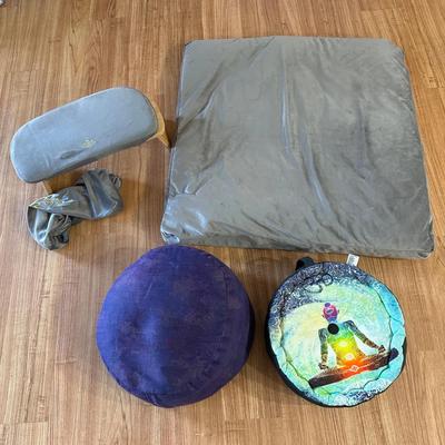 Yoga & Meditation Cushion Lot – Floor Pillow, Knee Bench, and Chakra Seat Pad