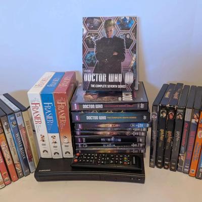 Samsung Blu-Ray Player with Large DVD Collection Including Doctor Who, Frasier, Harry Potter & More