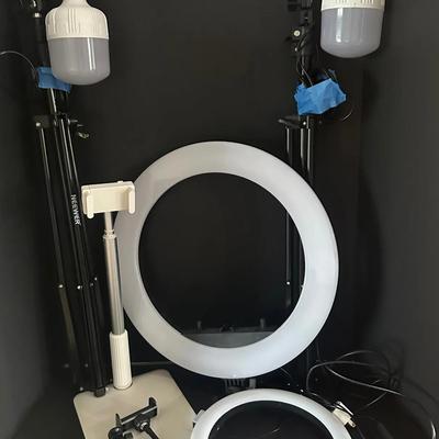 Complete Photo/Video Lighting Setup –2 Ring Lights, 2 Studio Lights w/ Tripods & Phone Stand