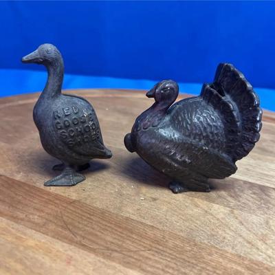 Antique AC Williams cast iron turkey and goose banks