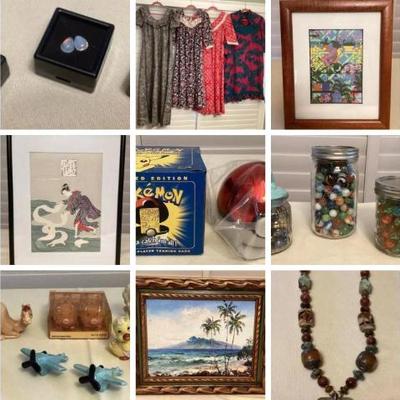 This auction features fine jade bangles, original art, Hawaiian children's books, Pokemon collectibles, stamp collections, toys and...