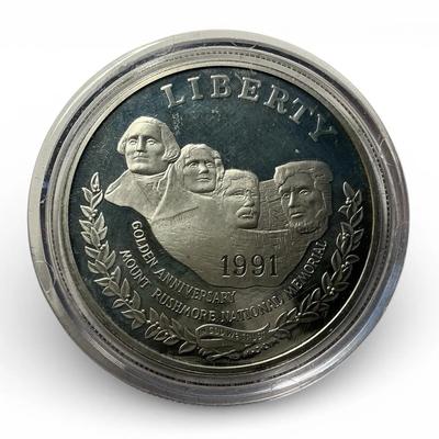 Proof 1991-S Mount Rushmore National Memorial Silver Dollar (CVO10)
