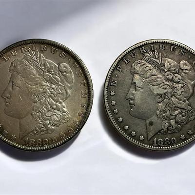 Two 1880-P Morgan Silver Dollars (CVO57)