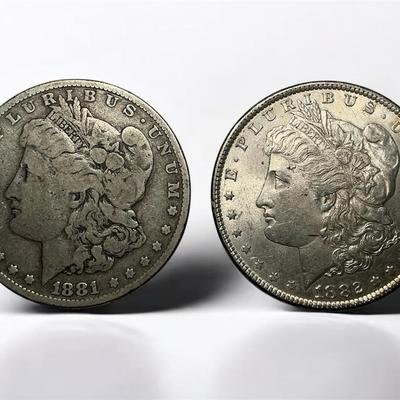 1881-P & 1882-P Morgan Silver Dollars (CVO58)