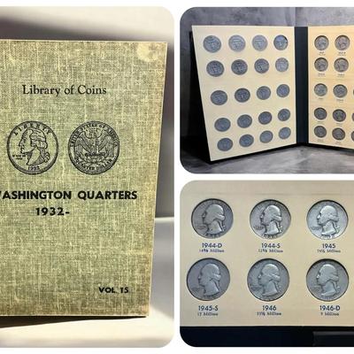 Library of Coins Washington Quarter Album (Near Complete) 1932-1973 (78 Silver Quarters) (CVO76)