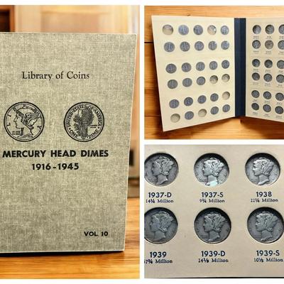 Library of Coins Mercury Silver Dimes 1916-1945 (74 Dimes) (CVO78)