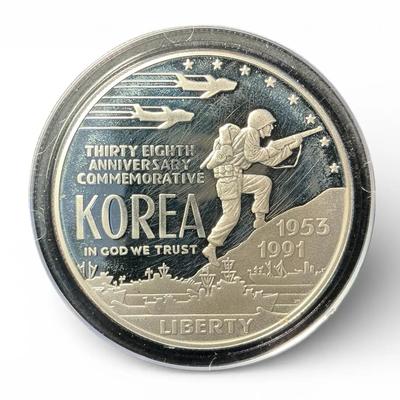 Proof 1991-P Korean War Memorial Silver Dollar (CVO53)