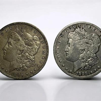 1896-O & 1898-O Morgan Silver Dollars (CVO65)