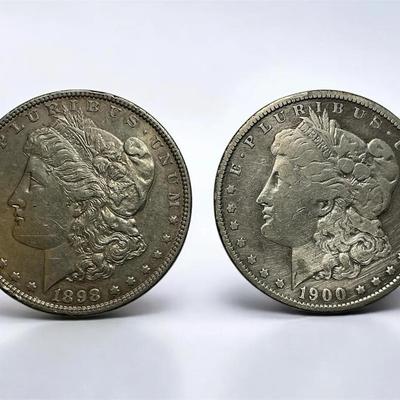 1898-P & 1900-O Morgan Silver Dollars (CVO66)