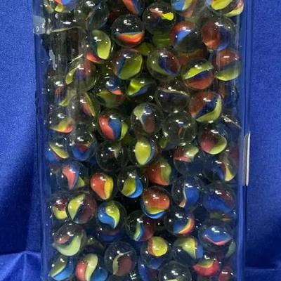 Glass Jar Full of Vintage Glass Marbles