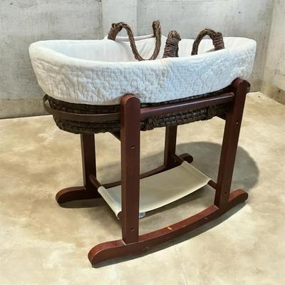 Restoration Hardware Moses Basket & Rocking Stand (33 x 16 x 28)