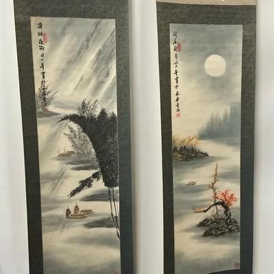Two Chinese Wall Hanging Scrolls Lot #2 