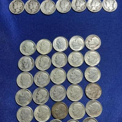 Silver Mercury Dimes And Roosevelt Dimes 