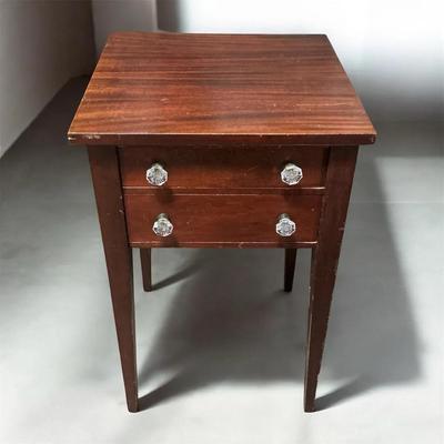 Two Drawer Glass Knob Nightstand (18 x 18 x 28)