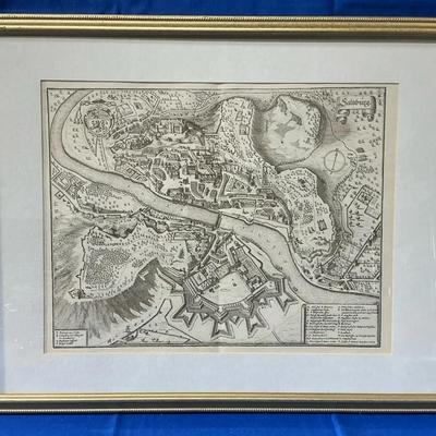 Salsburg, Austria Antique Map Print 19.75"h x 25.75"w