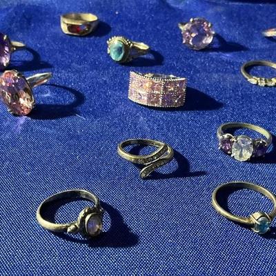 Sterling Silver Rings Multi Stone Rings Size 6-8 