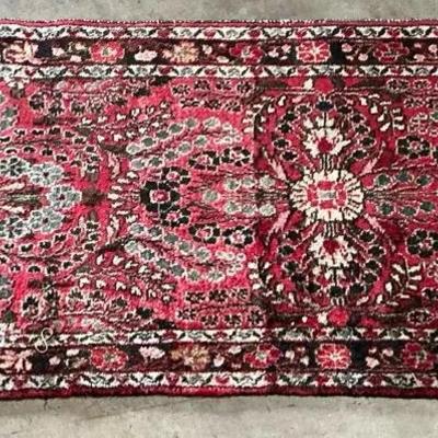 Red Oriental Pattern Wool Runner Rug 2'9" x 14'6"