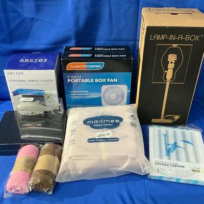 Fan, Space Cooler, Sheets, Lamp, Shower Curtain, Shark Stapler, Etc.