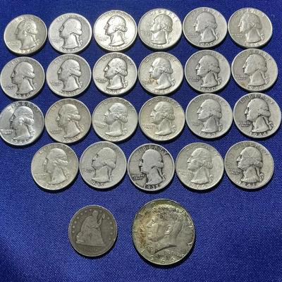 90% Silver Quarters And A Few Extra Silver Coins 