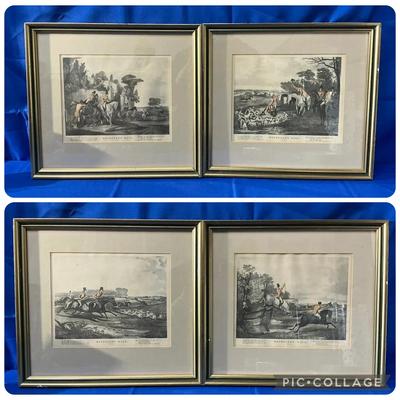 Bachelor's Hall Fox Hunting Colored Engravings 15"h x 16.5"w