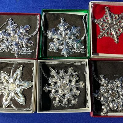 (6) Gorham Sterling Silver Dated Ornaments 
