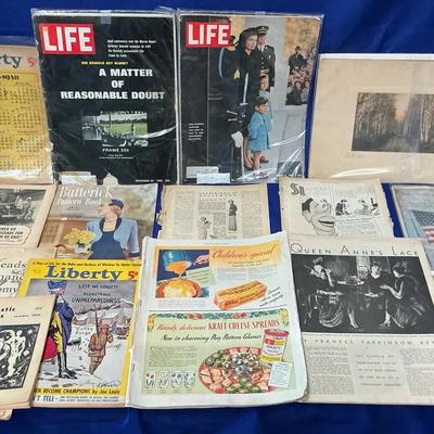 Assorted Paper Ephemera incl. Life Magazines, Playbills, Butterick Pattern Book, Ladies Home Journal