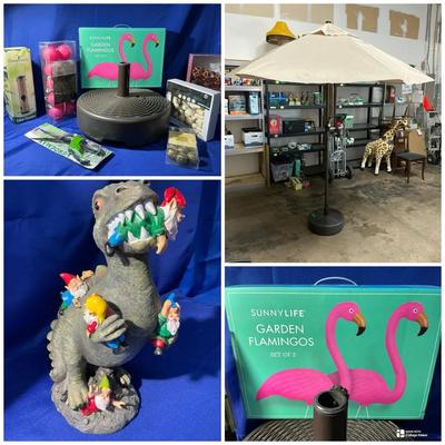 Outdoor Lot With Lighting, Umbrella, And Decor 