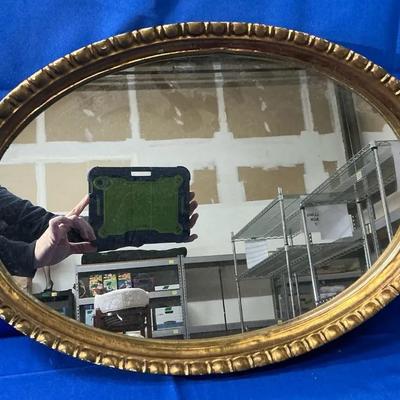 Italian Gold Wood Frame Oval Wall Mirror