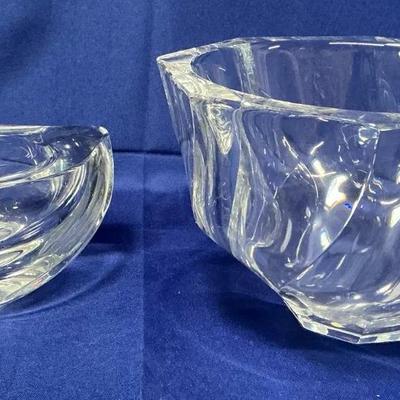 Orrefors & Val Saint Lambert Signed Crystal Bowl & Ashtray