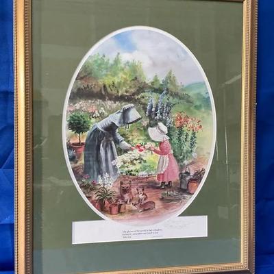 Tasha Tudor Signed Print with Drawing 30.25"h x 24.25"w