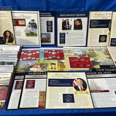Sealed Coins On Boards With State Parks, Presidents, States And More 