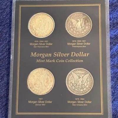 Morgan Silver Dollar Collection 1889,1902,1921,1921 (.900 silver)
