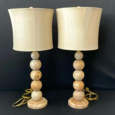 Pair of Metal/Stone Ball Lamps